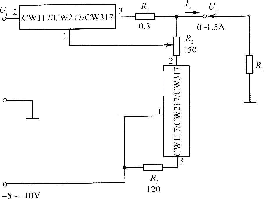 <b>CW</b>117/<b>CW</b>217/<b>CW</b>317组成的输出电流可调的恒流源