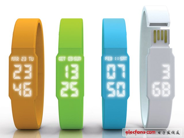 USB存储卡手表设计:这是一系列外表看起来非常简洁的USB手表,连接电脑后,能直接同步时间,10分钟即可充满电量