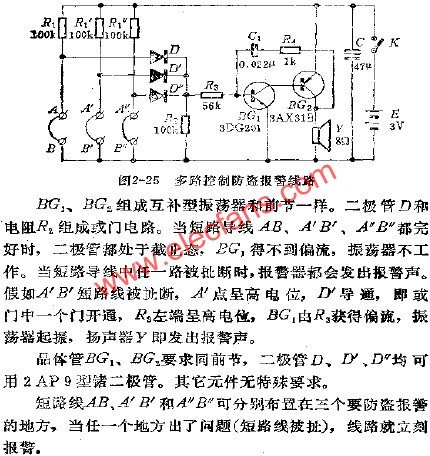 多路控制防盗报警电路  www.obk20.com