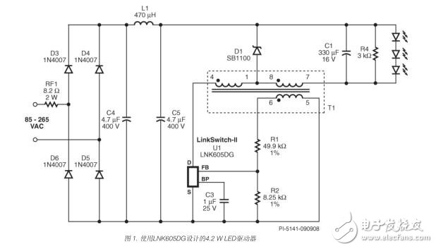 基于4.2 W非隔离LED驱动器(DER-186)